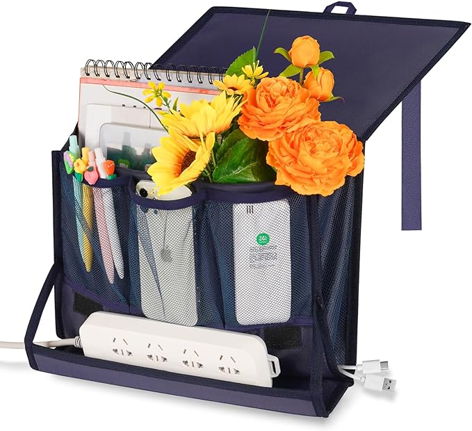 Bedside Storage Organizer with Power Strip Holder and Adjustable Straps Bed by Retyion