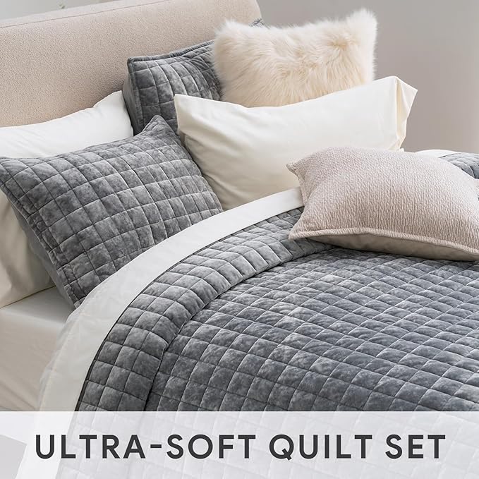 RECYCO Luxury Velvet Quilt Set Twin/Twin XL Size, Lightweight Velvet Comforter - Image 5