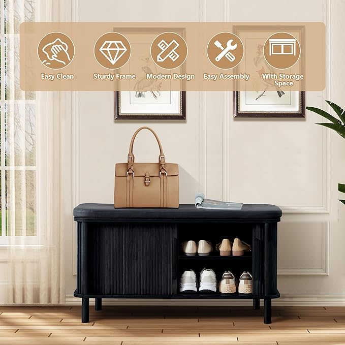 Shoe Bench, Entryway Shoe Cabinet - Image 8