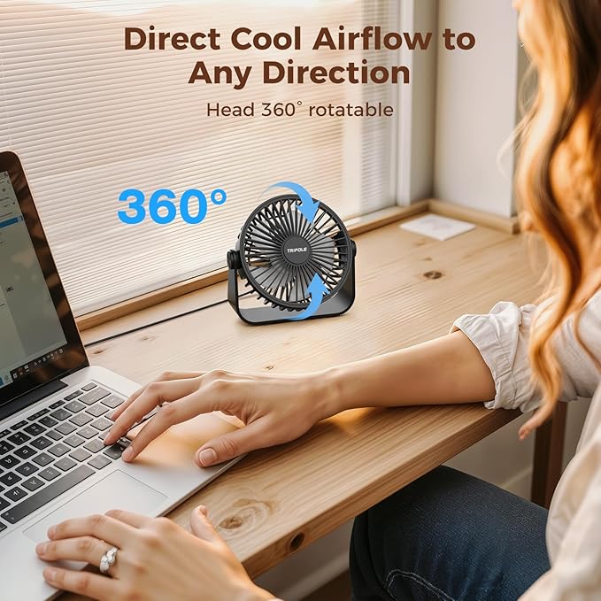 TriPole USB Desk Fan Portable Mini Fan Powerful 3 Speeds Wind Personal Desktop - Image 5
