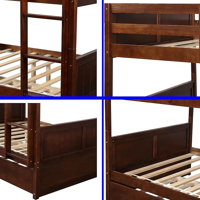 STERXONE Best Thicken Solid Wood Full Over Full Bunk Bed - Image 5