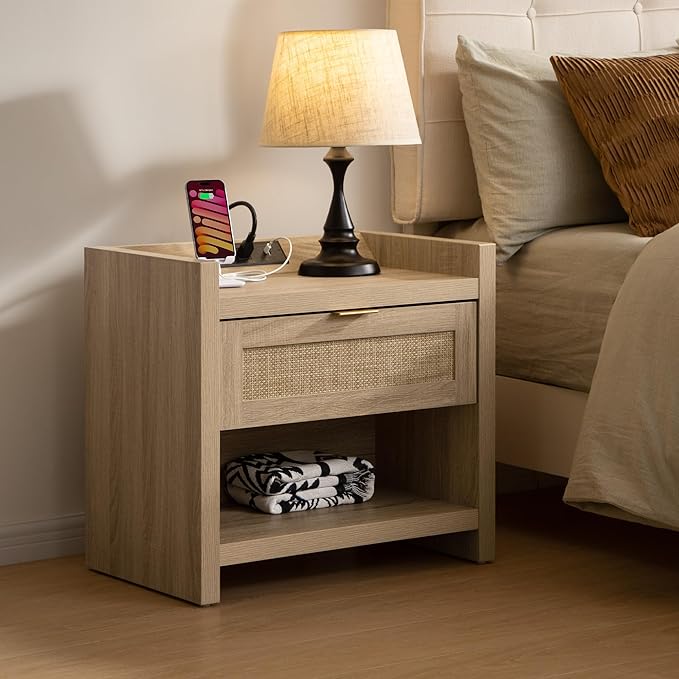 SICOTAS Rattan Nightstand End Table - Image 6