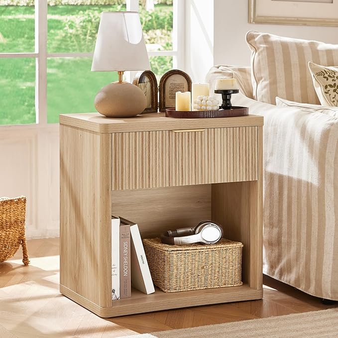 LEYAOYAO 48" Wide Fluted Dresser and 1 Drawers 23" Nightstand Set of 2 - Image 4