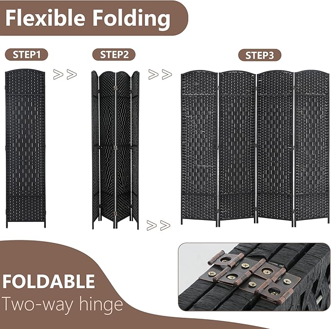 4 Panel Room Divider Folding Privacy Divider 6 Ft Indoor Wall Divider Portable - Image 4