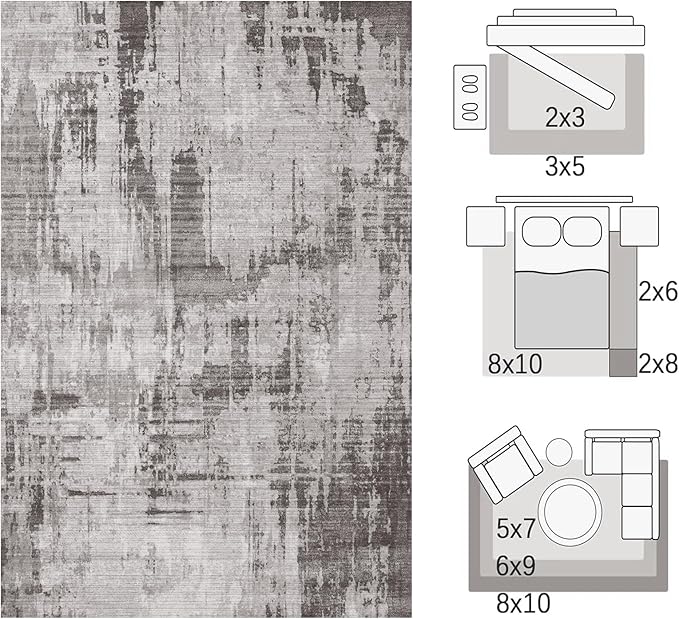 Machine Washable Area Rugs 8x10, Large Modern Abstract Rugs - Image 2