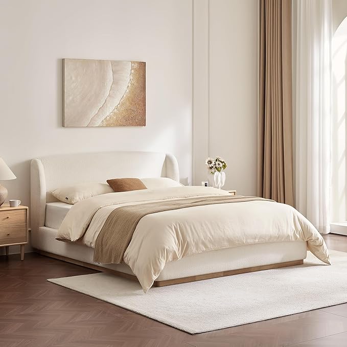 CHITA Queen Size Bed Frame, Upholstered Platform Bed by CHITALIVING