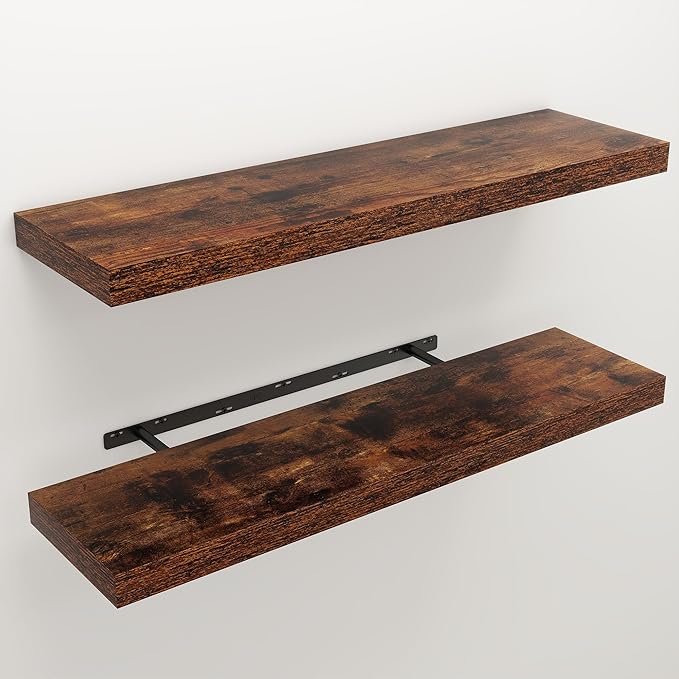 Floating Shelves for Wall, 9.3" Deep Wall Mounted Wood Shelves for Bathroom - Image 3