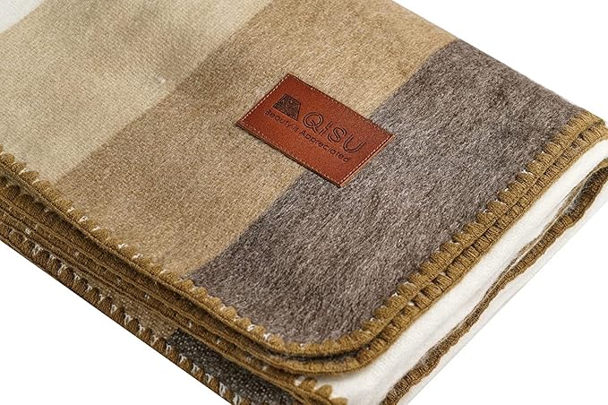 QISU Alpaca Wool Blanket Throw | Large, Stripes | 85 x 65 inches | Ultra-Soft - Image 2