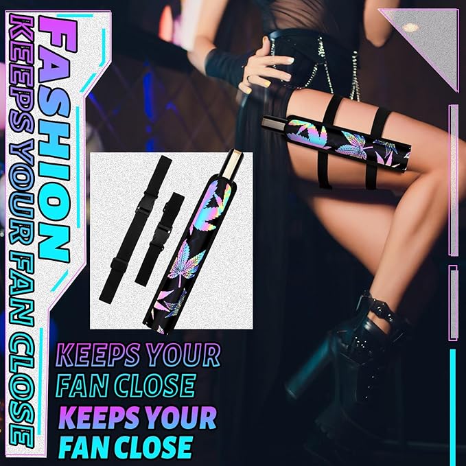 Summer Rave Fan Thigh Holster Rave Fan Holder Folding Hand Pouch Foldable - Image 2