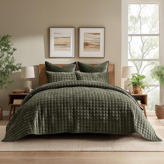 RECYCO Luxury Velvet Quilt Set Full Queen Size, Lightweight Velvet Comforter Set by RECYCOHOMECOLLECTION