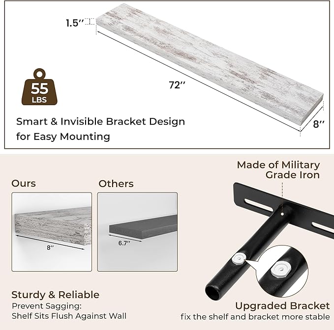RICHFOCUS 72Inch Floating Shelves - Image 4