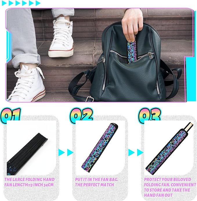 Summer Rave Fan Thigh Holster Rave Fan Holder Folding Hand Pouch Foldable - Image 7