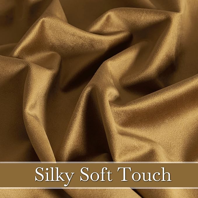 RYB HOME Brown Velvet Curtains 102 inches, Back Tab Soft Fabric Light Blocking - Image 5