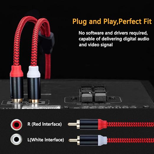 RCA Cable 10Ft, 2Rca Male to 2-RCA Male Audio Stereo Subwoofer Cable - Image 6