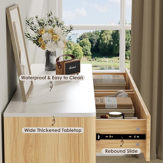 Fluted 6 Drawers Dresser for Bedroom, Wooden Dresser TV Stand, Wood Drawer - Image 7