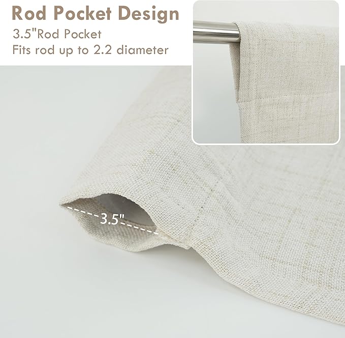 DriftAway Double Layer Linen Blackout Tie Up Curtains Thermal Insulated Fully - Image 5