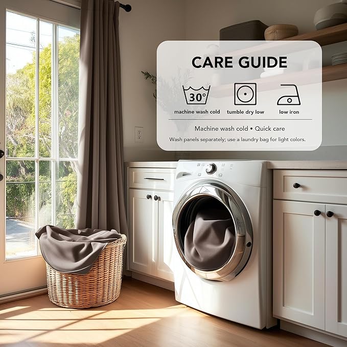 Deconovo Blackout Curtains, Thermal Insulated, W52 x L108 2 Panels, Back Tab - Image 8