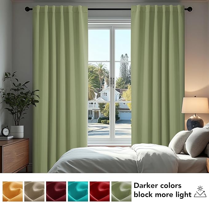 Deconovo Blackout Curtains, Thermal Insulated, W52 x L84 2 Panels, Back Tab - Image 4