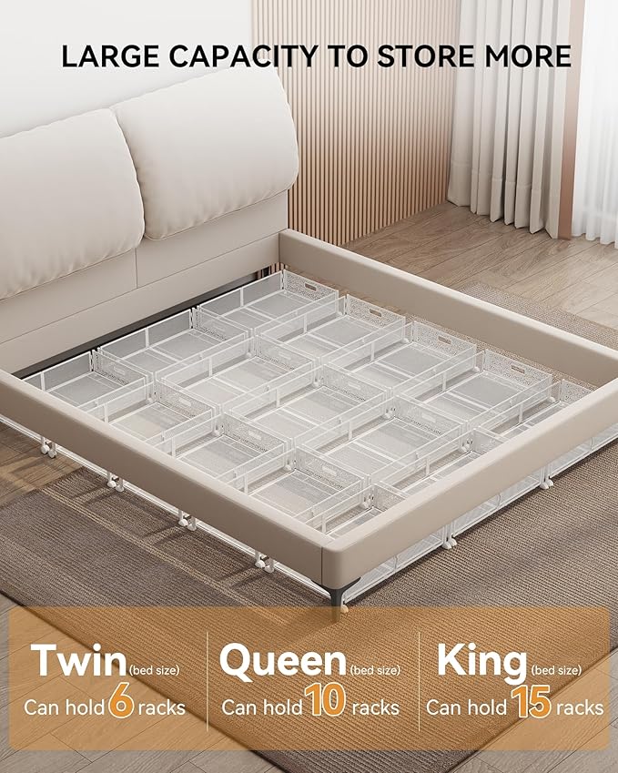 Under Bed Storage with Wheels, Foldable Pattern Carved Metal Under The Bed - Image 6