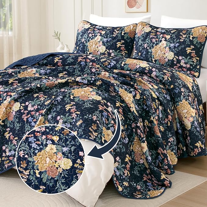 WONGS BEDDING Quilt King Size, Botanical Quilt - Image 2