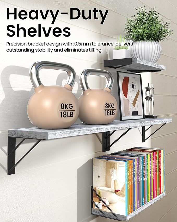 BAYKA Wall Shelves for Bedroom Decor, Floating Shelves for Living Room Kitchen - Image 7