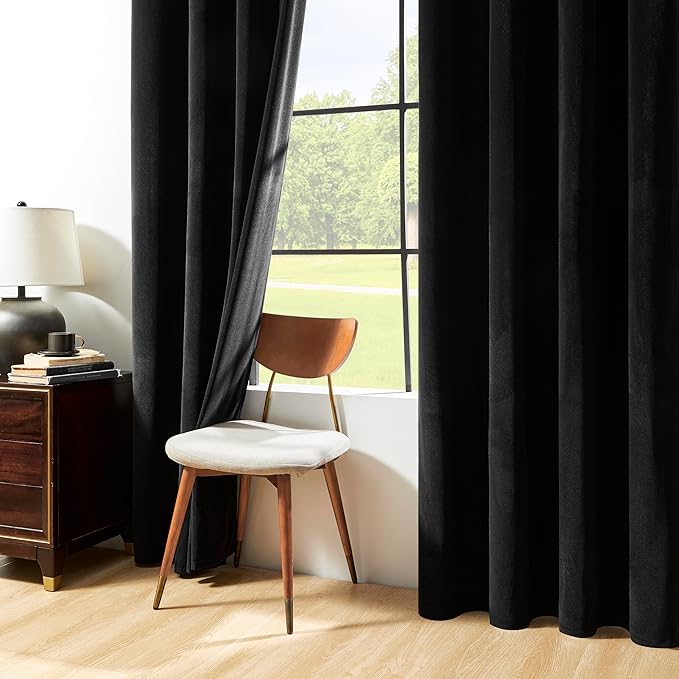 Joydeco Black Velvet Curtains 84 Inches Long, Insulated Thermal Privacy Room - Image 8