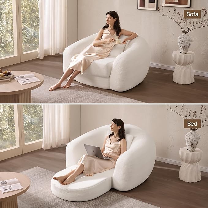 SICOTAS Curved Sofa Couch Bed for Living Room Convertible Futon Cloud Boneless - Image 3