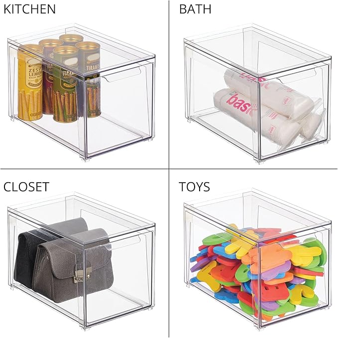 mDesign Plastic Stackable Closet Storage Organizer Bins - Image 9