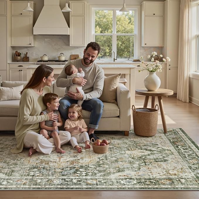 PADOOR 6X9 Area Rug, Rugs for Living Room, Soft Olive Rugs for Bedroom - Image 6