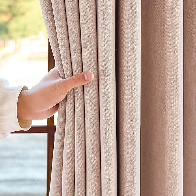 jinchan Chenille Blackout Curtains 84 Inches Long 2 Panels Light Pink Thermal - Image 8