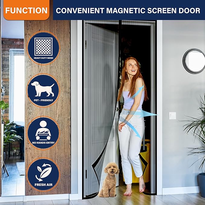 Magnetic Screen Door, Screen Door Mesh, Keep Bugs Out, Easy Install Works - Image 2