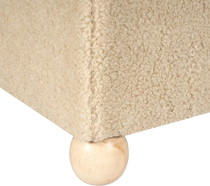 Adeco 17 Inch Soft Oatmeal Cube Ottoman Storage, Teddy Velvet Chair Foot Stools - Image 8