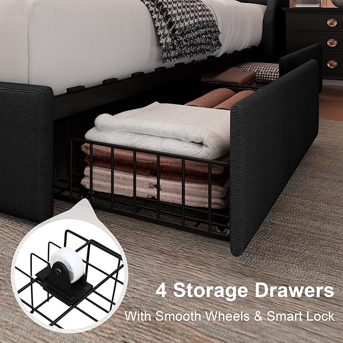 Feonase Upholstered Queen Size Bed Frame - Image 5
