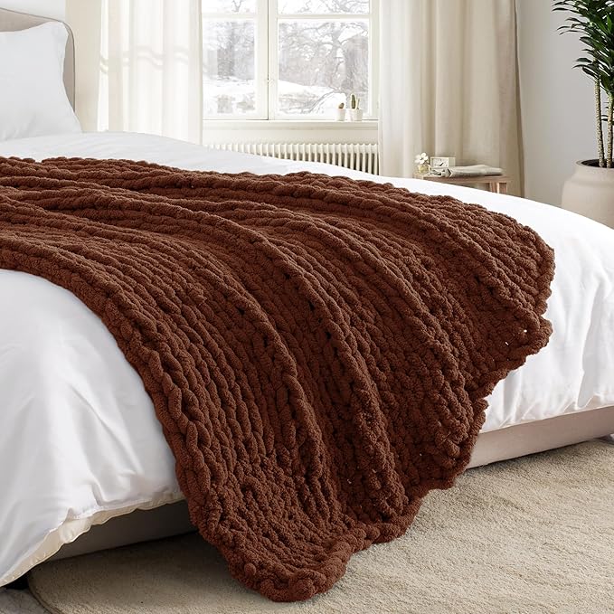 Chunky Knit Throw Blanket 50"X 60", 100% Handmade - Image 8