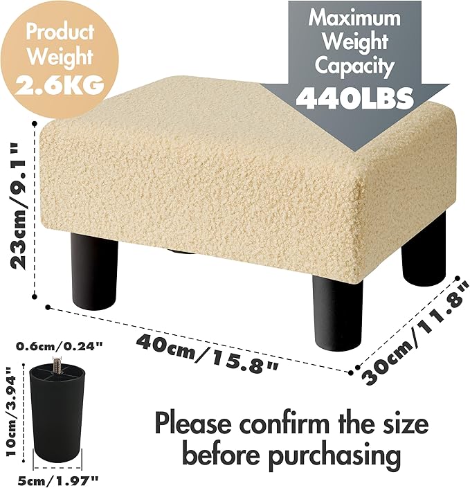 BRIAN & DANY Small Foot Stool Ottoman, Footstool - Image 2