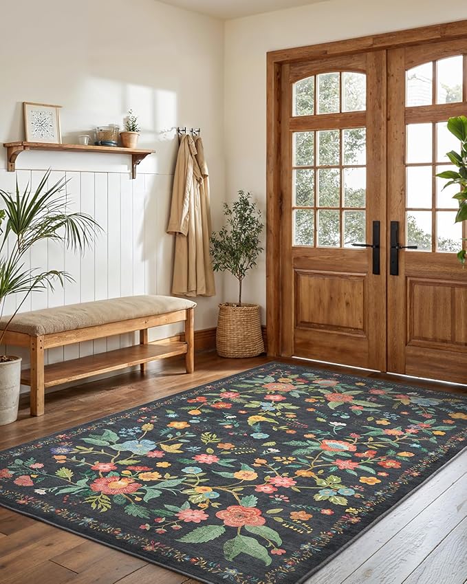 Amada 3x5 Washable Area Rugs, Non-Slip & Low-Profile Entryway Rug by AMADAHOMEFURNISHING