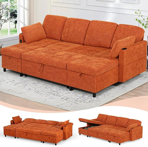 110" Sectional Pull Out Sofa Bed by LESOFAIR