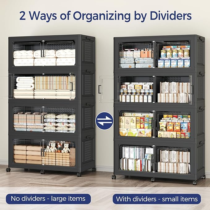 250GAL Storage Bins with Lid and Wheels, Stackable Closet Organizers and - Image 6