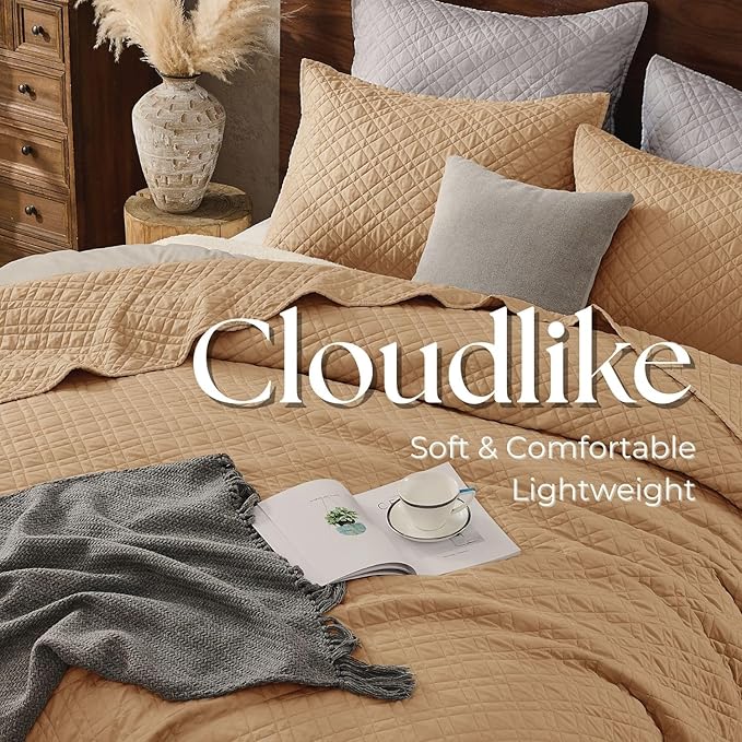 DOWN HOME Twin Quilt Set with Sham Lightweight Quilted Bedspread Coverlet Thin - Image 6