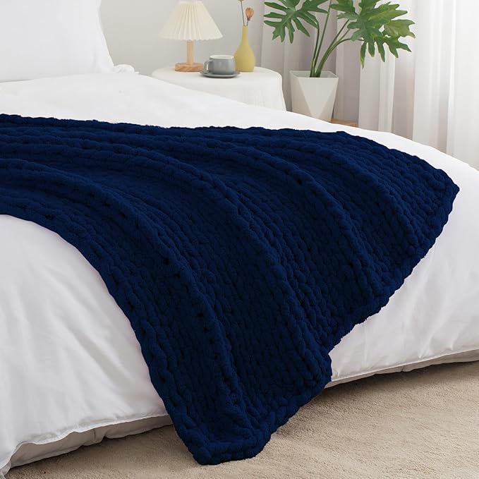 Chunky Knit Throw Blanket 60"X 80", 100% Handmade - Image 8