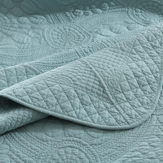 MarCielo 3-Piece 100% Cotton Oversized Bedspread Lightweight Quilt Coverlet - Image 8