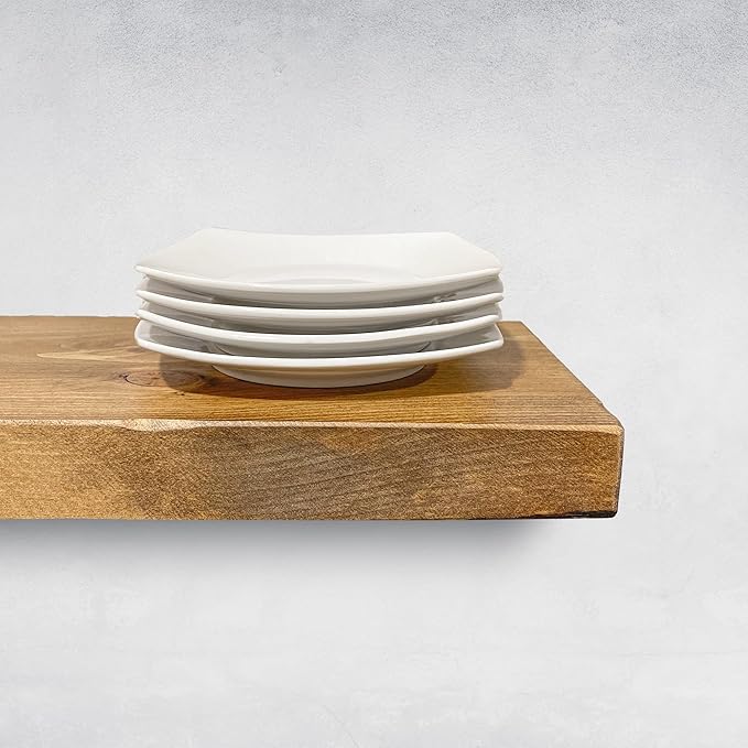 URBANDI, Rustic Floating Shelves, Hidden Bracket, Solid Wood, Heavy Duty - Image 4