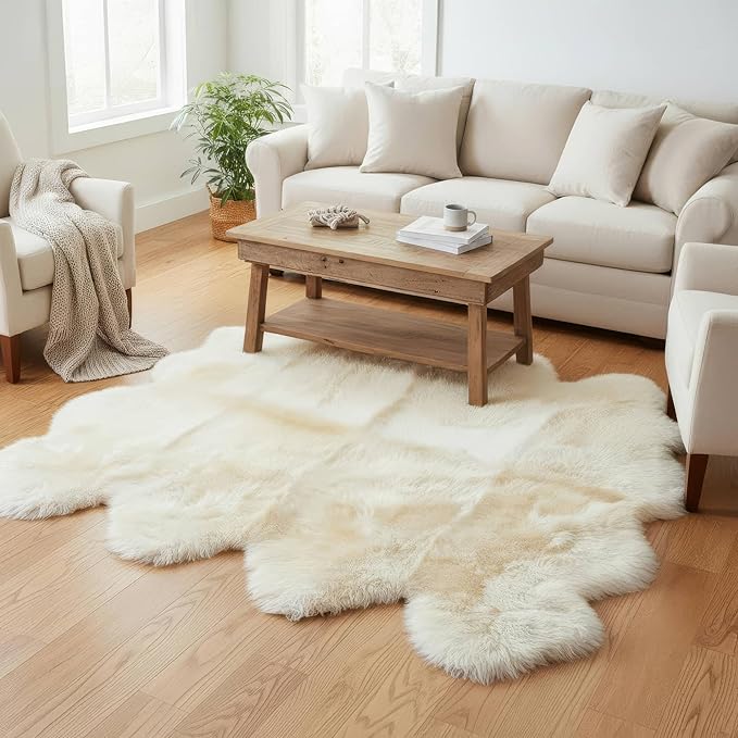 Premium Genuine Sheepskin Rug 6' x 8' Long Fur Soft & Natural Shaggy Living - Image 8