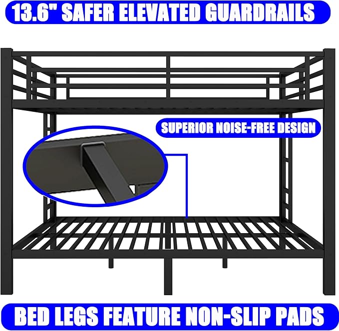 Upgraded Version Thicken Metal Queen Over Queen Bunk Bed, Heavy-Duty Steel Bunk - Image 4