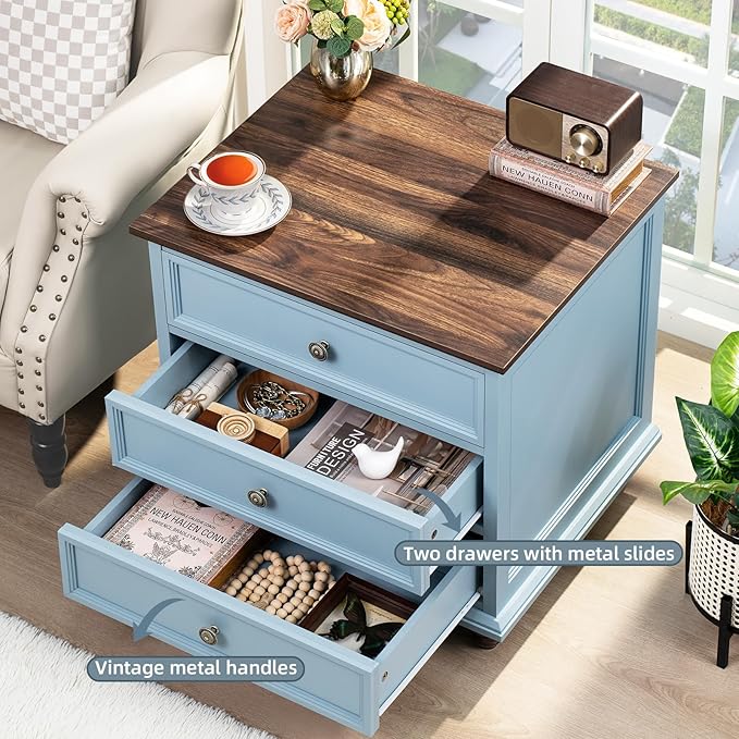 24" Wide Farmhouse Night Stand, Large End Table - Image 4