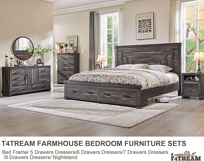 T4TREAM Farmhouse Queen Size Bed Frame - Image 3