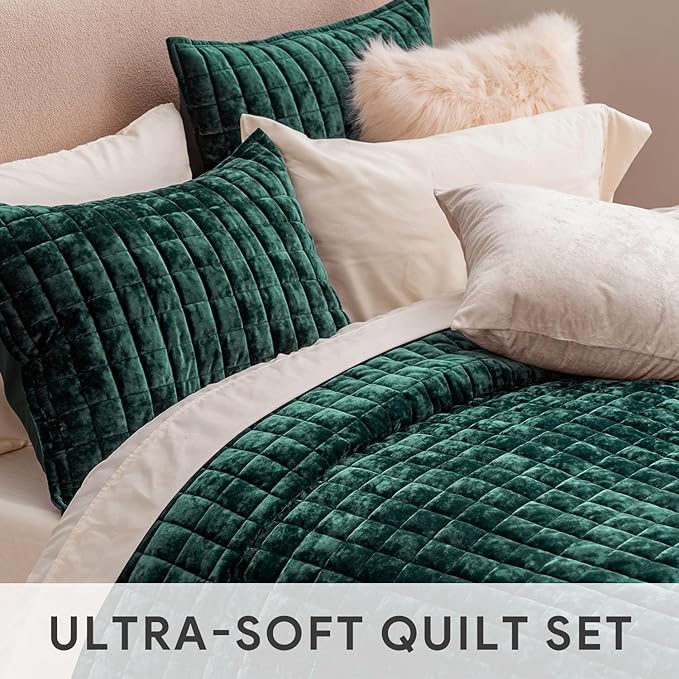 RECYCO Luxury Velvet Quilt Set King Size Bedding Sets, Ultra Soft Velvet - Image 4