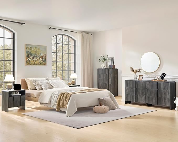 AMERLIFE 63" Fluted 6 Drawer Dresser, Long Modern Chest of Storage Drawers - Image 8