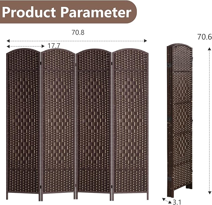 FDW Room Divider 6FT Wooden Screen Folding Privacy Screens Portable Wall - Image 7