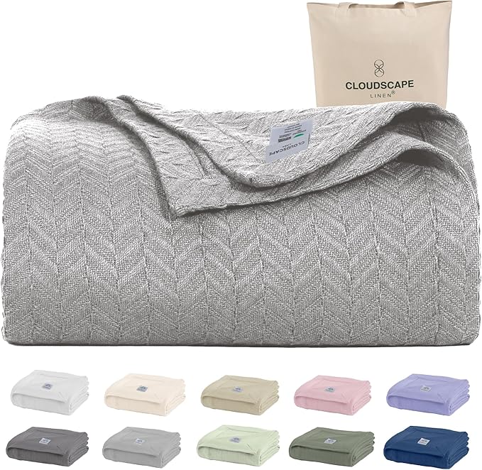 Cloud Scape Linen 100% Cotton Blanket King 92x108 Charcoal Grey by CloudScapeLinen